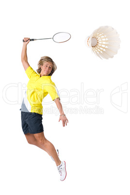 Playing badminton