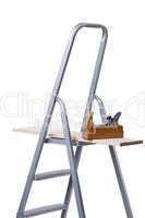 Ladder and wood plane