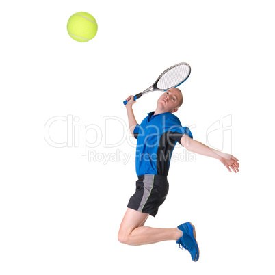 Playing tennis