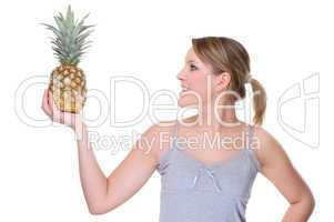 Woman with pineapple