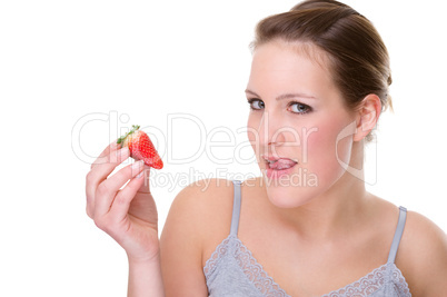 Woman with strawberry