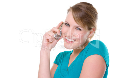 Smiling woman with cell