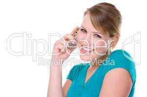 Smiling woman with cell