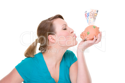 Woman With Piggybank