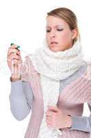 Woman with clinical thermometer