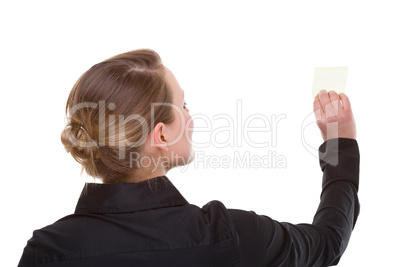Woman with information papers