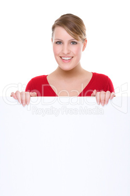 Woman with blank sign