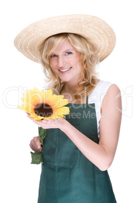 Gardener swith sunflower