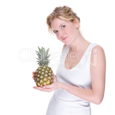 Woman with pineapple