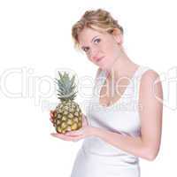 Woman with pineapple