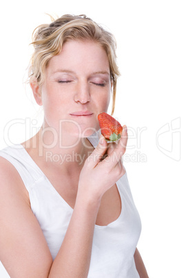 Woman with strawberry