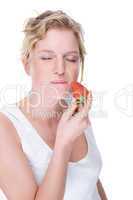 Woman with strawberry