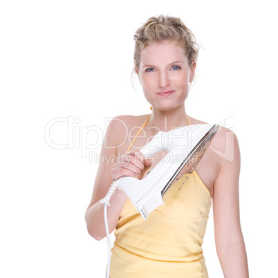 Woman with electric iron