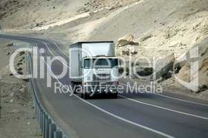 White truck in the middle of nowhere