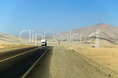 Trucks in a desert