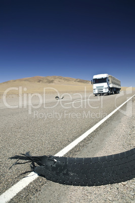 White truck in a desert