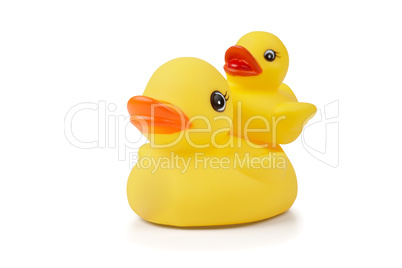 Two Rubber Ducklings Pickabacking