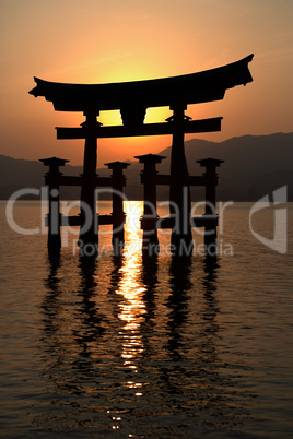 Miyajima Torii Silhouette At Sunset