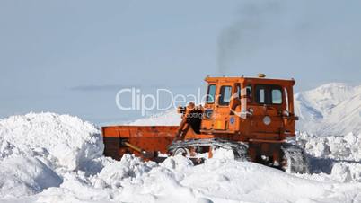 Snow plow in deep snow