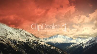 (1151) Early Winter Colorado Mountains Snow Sunset Clouds Skiing Timelapse LOOP!