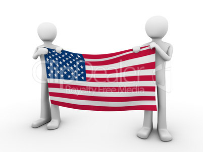 Fourth of July: holding US flag