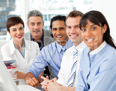 Portrait of multi-ethnic business team at work