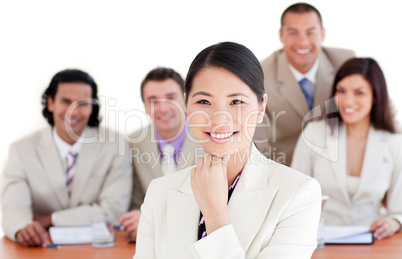 Charismatic Asian businesswoman in a meeting