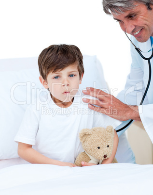 Cute little boy attending a medical check-up