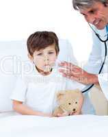Cute little boy attending a medical check-up