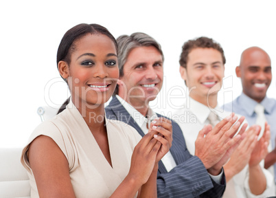 International business people applauding a presentation