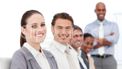 Confident international business people at a presentation