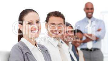 Confident international business people at a presentation