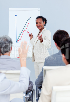 Self-assured businesswoman doing a presentation