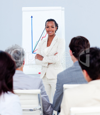 Attractive businesswoman doing a presentation