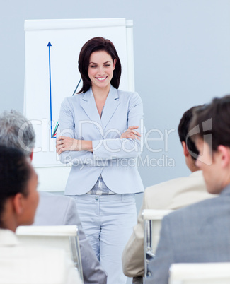 Charming businesswoman doing a presentation