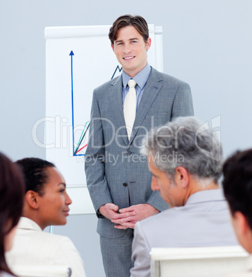 Confident businessman doing a presentation