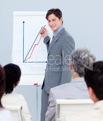 Young businessman doing a presentation