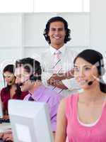 International business people working in a call center