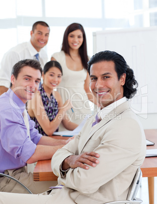 Self-assured businessman in a meeting