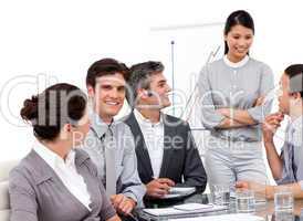 Portrait of successful business team during a presentation
