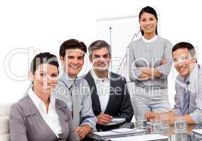 Portrait of multi-ethnic business team during a presentation
