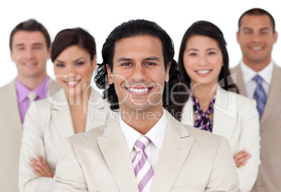 Presentation of a joyful business team