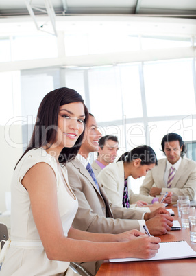 Portrait of a businesswoman and her team during a presentation