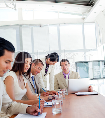 Positive business people having a meeting