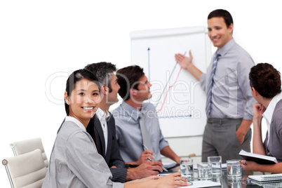 Positive manager giving a presentation