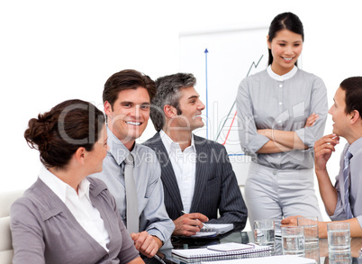 Portrait of successful business team during a presentation