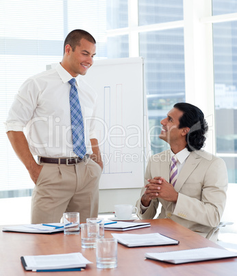 Self-assured businessman giving a presentation