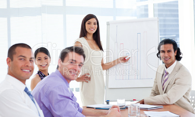 Elegant businesswoman giving a presentation