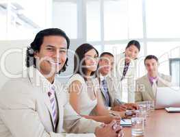 Portrait of a smiling business team in a meeting