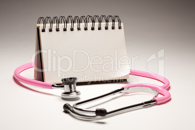 Blank Spiral Note Pad and Pink Pediatric Stethoscope